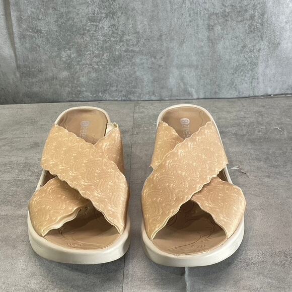 BZEES Women's Almond Sahara Washable Fabric Wedge Slide Sandals SZ 7 - Picture 2 of 7